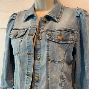 Puff sleeve denim jacket